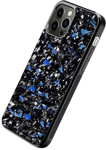 LLDYAN Forged Carbon Fiber Phone Case, Carbon Handyhülle, Forged Carbon Fiber Case, Shock Absorbing & Slim Protective Case, for iPhone 12-15 Series (Blue,for iPhone 13)