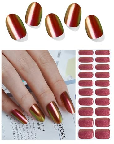 Wahrshei Nagelfolien | 20 Chrome Rot UV Gel Nagelfolie | Nagelfolie Selbstklebend | Gel Nail Stickers, Gellack Wraps für Nagel