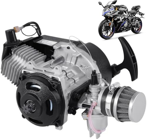 Moto 2 Stroke Engine, 49cc Pocket Bike Motor, Mini Benzinmotor mit Luftgekühltem und Luftfilter, Aluminum Hub Motor für Pocket Bike, Mini Dirt Bike, Beach Bike, ATV usw