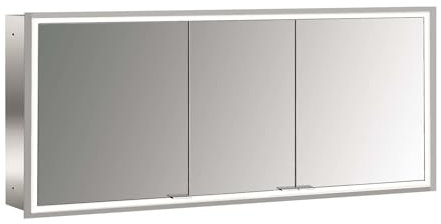 Emco Prime Facelift Lichtspiegelschrank, 1600 mm, 3 Türen, Unterputzmodell, 9497, Farbe: Aluminium/Spiegel