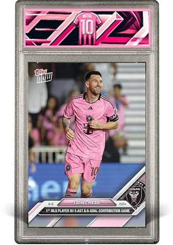 Topps Now Lionel Messi Miami MLS, Record 6 Assistences and 1 Gol, Sonderdesign, geschützt mit Slab Limited Edition/11257