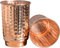 HEALTHANDWEALTH Pure Copper Hammered Cup & Tumbler Set of 2 | Copper Glasses for Water Premium Tumblers for Daily Use & Gift Sets | Ayurveda Health Benefits - 350 Ml Capacity (Hammered Cup)