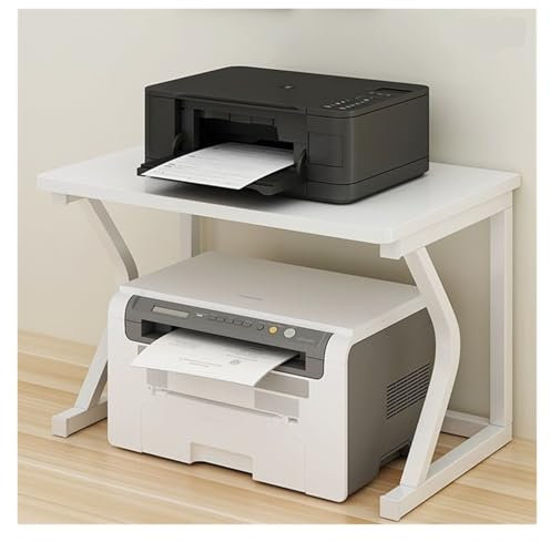 GOOPEEG Printer Table Printer Stand Storage Shelves Laser Printer Copier Stand Storage Rack Printer Table Microwave Shelf(White)