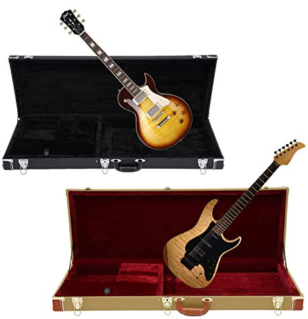 Gitarrenkoffer E-Gitarre Gitarrentasche Tragbarer E-Gitarrenkoffer Hartschalenkoffer Mit Schlüssel Und Griff,Rechteck Hartschalenkoffer Schützender Tragekoffer ,Für Die Meisten E-Gitarren (Schwarz)