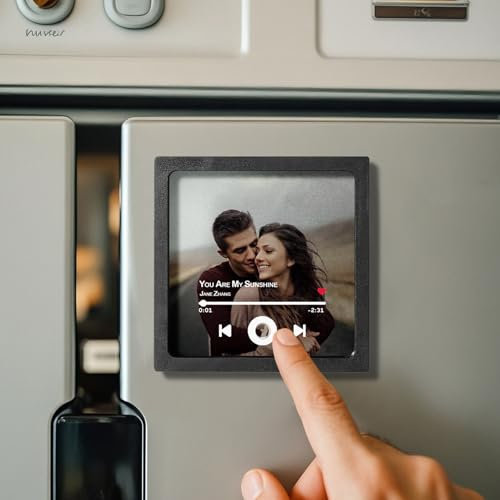 Personalisierter Musik-Kühlschrank-Aufkleber, personalisiertes Album, Kühlschrankmagnet mit Foto, personalisierte Musik, kann Songs abspielen und Lautstärke anpassen (C)