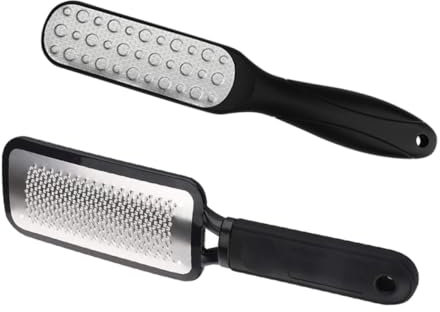 IWOWHERO 2 Stück Fußkratzplatten Edelstahl 304 Beidseitig Hornhautentferner Für Männer Frauen Tragbar Fußpflege Werkzeug