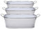HdHStore©/Juego de 3 Jardineras Oval con Filo Plata, Color Blanco Metálico, 32.5x11x10.5 cms./Set de Tres Maceteros para Jardín, Ventanas, Patios y Multiusos para el Hogar