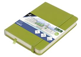 Kangaro Art Skizzenbuch A6 Lime Green PU Hardcover 80 Blatt 140 Gramm cremefarbenes Papier mit Gummiband und Band