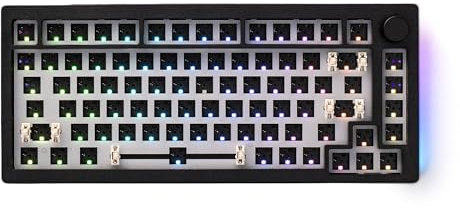 Akko 5075B Mechanical Keyboard Kit, Gaming DIY Barebones Kit,Bluetooth 5.0/2.4GHz/Wired RGB Barebones Keyboard,VIA programmable,4500mAh Battery,South-Facing RGB for Win/Mac(US layout,Black)