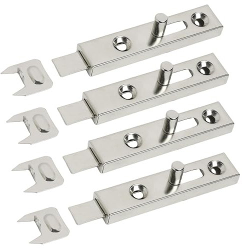 Lot de 4 Pièces Verrou Meuble Acier Fermeture Porte, Dimensions 70 mm, Serrure Robuste pour Porte de Placard, Armoire de Cuisine, Salle de Bain et Garage