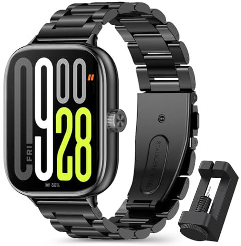 BDIG Armband Kompatibel with Xiaomi Redmi Watch 5/Xiaomi Redmi Watch 4,Edelstahl Metall Ersatzband Armbänder Band Kompatibel für Xiaomi mi band 9 Pro/Xiaomi mi band 8 Pro,Schwarz