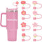Hamosky 8 Pcs Flowers Straw Tip Covers for Stanley Spring Silicone Straw Toppers Cap, Reusable Bottle Cover Tips Lids for Stanley Cup Accessories