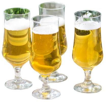 Pack of 4 Tulip Stemmed 35cl Craft Beer Glasses Alcohol Tasting Home Drinking Glass Cups
