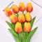 Juego de 2 ramos de tulipanes artificiales de tacto realista para decoración de boda elegante (naranja)