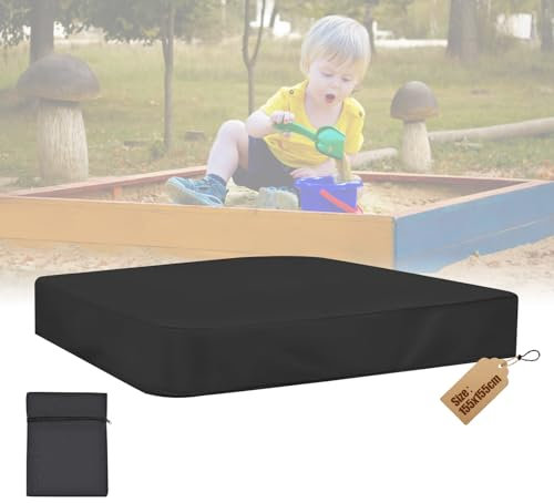Sandkasten Abdeckung 155x155 cm, Abdeckplane sandkastenabdeckung Plane, Abdeckung Sandkasten 210D Oxford-Stoff, für Garten Sandkasten Abdeckplane, mit Kordelzug Elastikband und Aufbewahrungsbeutel