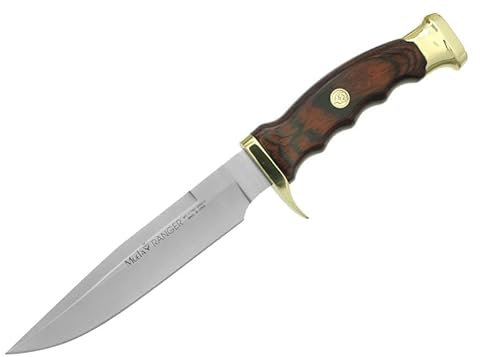 LO TRINCO YO Muela Cuchillo RANGER-14R hoja de acero MoVa de 14 cm y empuñadura madedera de coral para Caza, Pesca, Supervivencia y Bushcraft