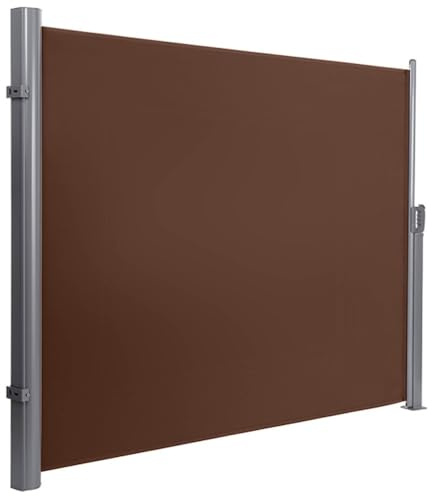 Einziehbare Outdoor – wasserdichte Seitenmarkise für Sonnen- & Windschutz Faltbarer Raumteiler für Terrasse Pool & Terrasse – Braun 200 x 300 cm