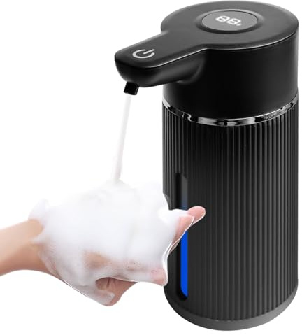Dispensador de jabón automático, 420 ml, fijación a la pared, sin contacto, dispensador de jabón eléctrico con 4 niveles ajustables, sensor infrarrojo, IPX6, USB, recargable para baño, cocina, oficina