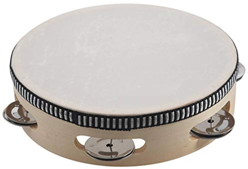NONDK 7 inch Musical Tambourine Tamborine Drum Round Percussion Gift for KTV Party