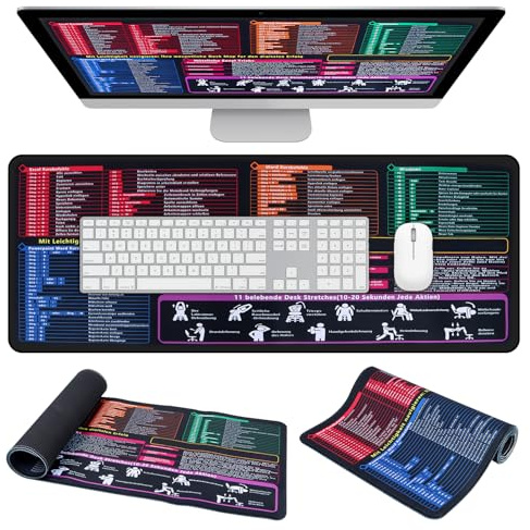 Niuny Excel Schreibtischunterlage Deutsch Exel Mauspad Deutsch 80 * 30cm Tastenmeister Mauspad Deutsch Mousepad Mit Excel Word Kanten Mauspads für Computer Laptop und PC (Deutsch)