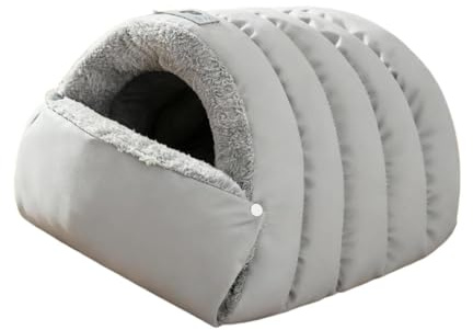 Gralara Bed Kuschelhöhle mit Weichem Plüschstoff Und Pp Füllung für Komfortable Erholung Gepolsterte Ränder Halbgeschlossenes Zelt Rutschfester Boden, Gray M