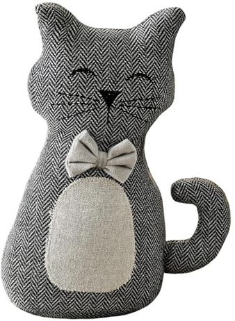 KESOTO Butoir de Porte Chat Décoratif Cale-Porte en Lin Butée de Sol Accessoire Pratique Conception Résistante avec Sable Mignon Adapté à La Maison Hôt, avec Nœud Papillon