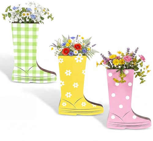 Qunclay 3 Pcs Easter Spring Rain Boots Wall Hanging Planters for Indoor Plants Flower Hanging Vase Boot Planters Colorful Decor for Home Bathroom Bedroom Living Room Office Farmhouse Decoration