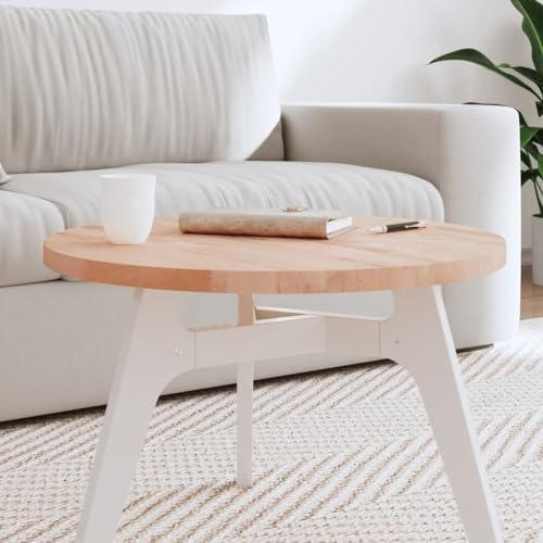 Tonture Tischplatte Rund Massivholz Buche Ø60x2,5 cm, Ersatzplatte für Möbel und DIY Projekte, Oberfläche aus stabilem Holz, vielseitig für Büro, Küche, Wohnen und Outdoor geeignet