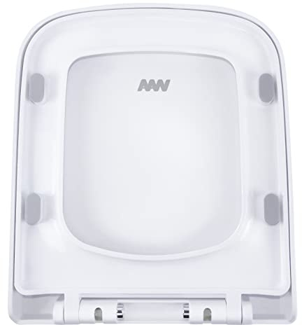 Square Toilet Seat, Soft Close Toilet Seats Rectangular Toilet Seats White with Quick Release Function and Adjustable Hinges for Easy Cleaning, Simple Top Fixing, Lightweight Toilet Lid Cover