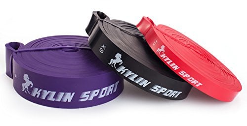 KYLIN SPORT Widerstandsband für Training/Yoga/Pilates, Unterstützung bei Klimmzügen, elastisches Band für Crossfit/Gymnastik/Kraftdreikampf, rouge+noir+violet