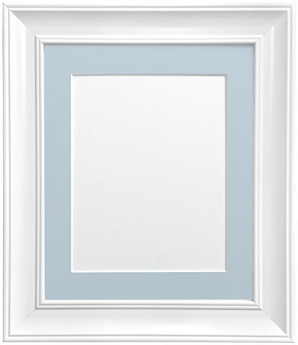 Scandi vintage Blanc Cadre Photo Porte Photo Sous Verre (Tableau 60 x 80 cm Taille 50 x 70 cm Verre plastique, bleu clair Gris Plat)