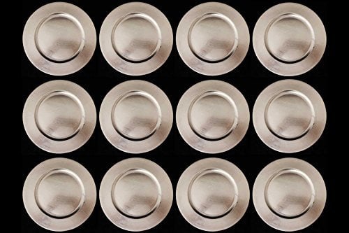 PRGA 12 SOTTOPIATTI CIRCOLARI Argento 33CM Natalizi Natale Decoro TAVOLA