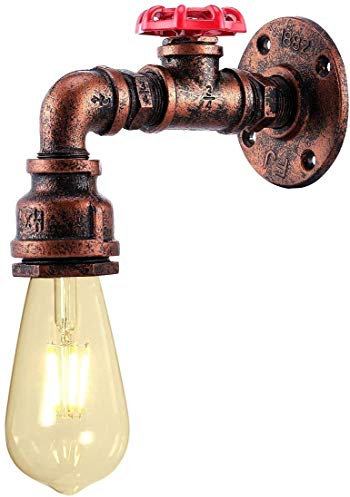 KAWELL Kreative Kerze Wandleuchte Vintage Industrielle Retro Wasserrohr Wandlampe Eisen Metall E27 60W Max für Restaurant, Café, Bar, Küche, Schlafzimmer, Rost Farbe