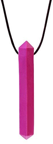 ARK® Kauhalskette in verschiedenen Stärken mit einstellbarer Abreißleine und ATC Pflegeanleitung - Sensory Halskette, Beißblock, Kauen, Zahnen, Autismus Crystal glatt weich magenta