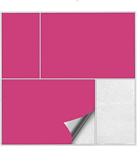 Kiwistar Fliesenaufkleber Pink Seidenmatt - 15 x 20 cm - 50 Stück - Klebefliesen zum Überkleben von Wandfliesen - Fliesensticker für Küche Bad Fliesenmuster - selbstklebend und wasserfest