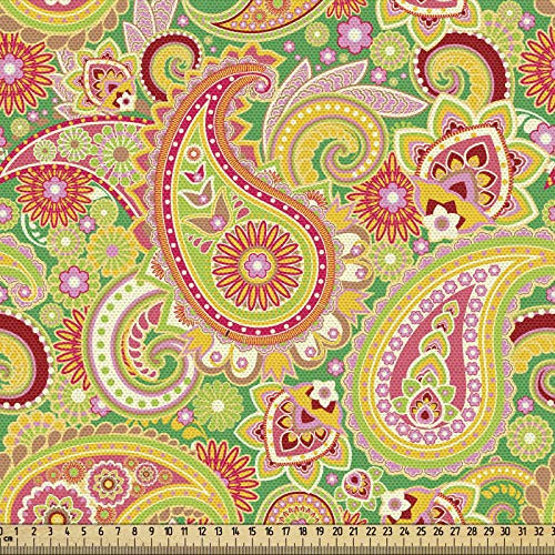 ABAKUHAUS Paisley Stoff als Meterware, Bunte ethnische Weinlese, Qualitäts Stoff Polster für Wohnaccessoires, 10M (148x1000cm), Mehrfarbig
