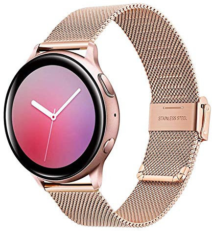 TRUMiRR Kompatibel mit Galaxy Watch Active2/Galaxy Watc Active Armband, 20 mm, gewebtes Edelstahl-Uhrenarmband für Samsung Galaxy Watch Active/Galaxy Watch Active2/Galaxy Watch3, 41 mm