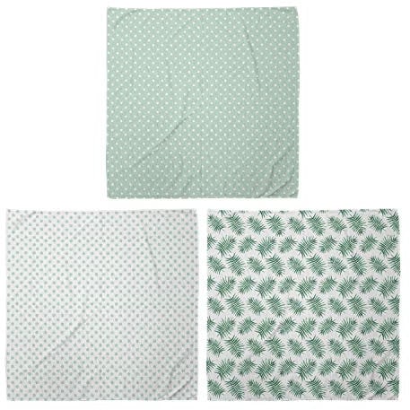 ABAKUHAUS Unisex Bandana, Retro kleine Tupfen Pastell Baby-Aquarell Tropical Palm, 3er Pack, Mehrfarbig