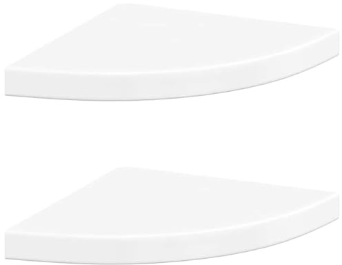 vidaXL Floating Corner Shelves, Set of 2, High Gloss White, 35x35x3.8 cm, Ideal for Home and Office Decor Display, Modern Look, Easy to Install