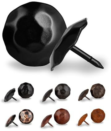 100 Pack 1.25 Large Round Head Clavos Decorative Nails – Black – Handmade Rustic Round Fasteners for Farmhouse Shutter, Faux Wood Beams, Barn Door, Shutters, and Gates – Ornamental Wood Accent
