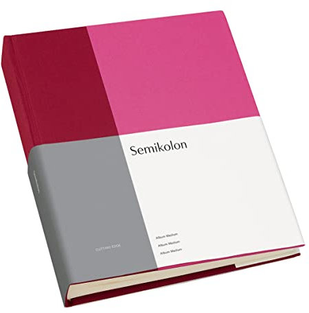 Semikolon 364815 Foto-Album Medium Cutting Edge - 21,1x25,5 cm, 80 Seiten cremeweiß, für 160 Fotos - raspberry fuchsia