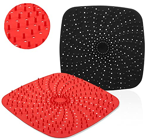 Upgrade Reusable Air Fryer Liners with Raised Silicone | Patented Product | BPA Free Non-Stick Silicone Air Fryer Mats | Air Fryer Silicone Tray Accessories | 2 Size Options – 9 Inch Square