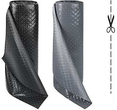 OLIVO.shop | WORK Copri pavimenti in gomma ammortizzante. Tappeto in PVC antiscivolo isolante e antiurto per bancone BAR, RISTORANTE. Bollonato o Grecato, varie misure (BOLLO GRIGIO, 150x1000 cm)