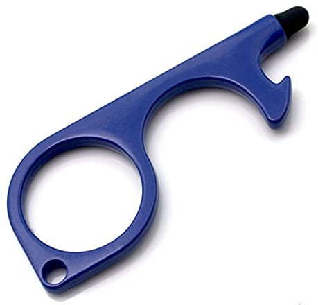 Safety Stylus Door Opener Without Touch Key Anti-Bacterial Elevator Button Door Handle Multi-Function Bottle Opener Non-Contact-Spain,Dark Blue