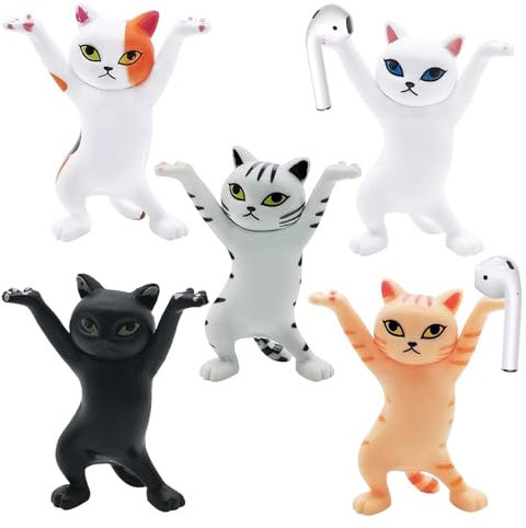 Mini Katze Modell Ornamente Katzen Stifthalter Tanzende Katzen und Stifthalter Figures Tanzende Katzen Funny Cat Holder Katzen Ornamente Regal Katze Figur Spielzeug,Geschenk für Katzenliebhaber 5PCS