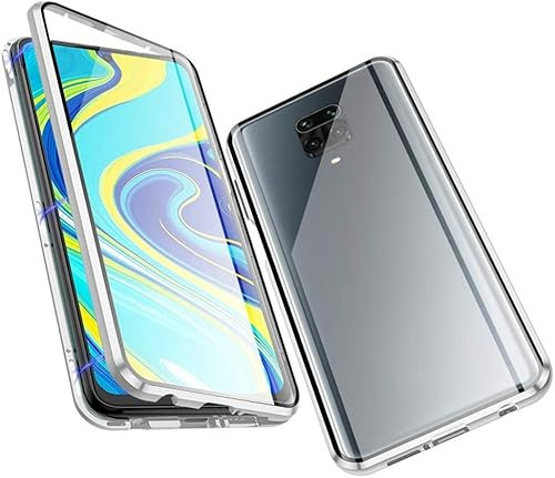Carcasa de cristal templado para XIAOMI Redmi Note 9S magnética transparente protección integral (blanco)