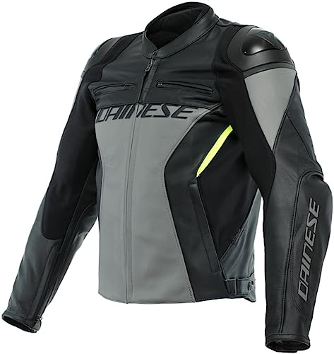 Dainese Kombijacke Lederkombi Motorradjacke m. Protektoren Racing 4 Lederkombijacke schwarz/grau 54, Herren, Sportler, Sommer