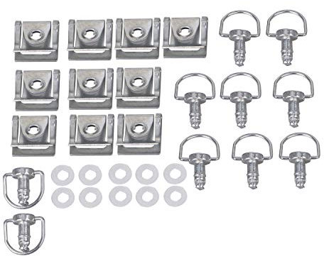 SHMT Lot de 10 attaches de carénage à dégagement rapide quart de tour boulons à anneau en D goujons Clips pour 15 mm, chrome