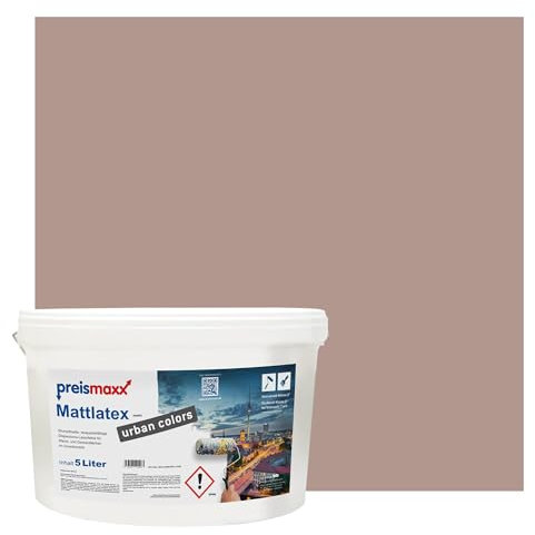 Preismaxx Mattlatex Farbe für Innen urban colors, bunte Wandfarbe Latexfarbe matt, braun, dunkles rotbraun, dark red-brown 5L