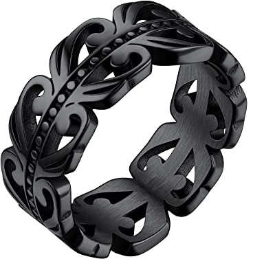 Bestyle Keltischer Knoten Triquetra Ring Mädchenring Einfach Ringe Schmuck aus Edelstahl für Frauen Damen Herren Jungen zum Geburtstag Valentinstag Weihnachten Schwarz 65